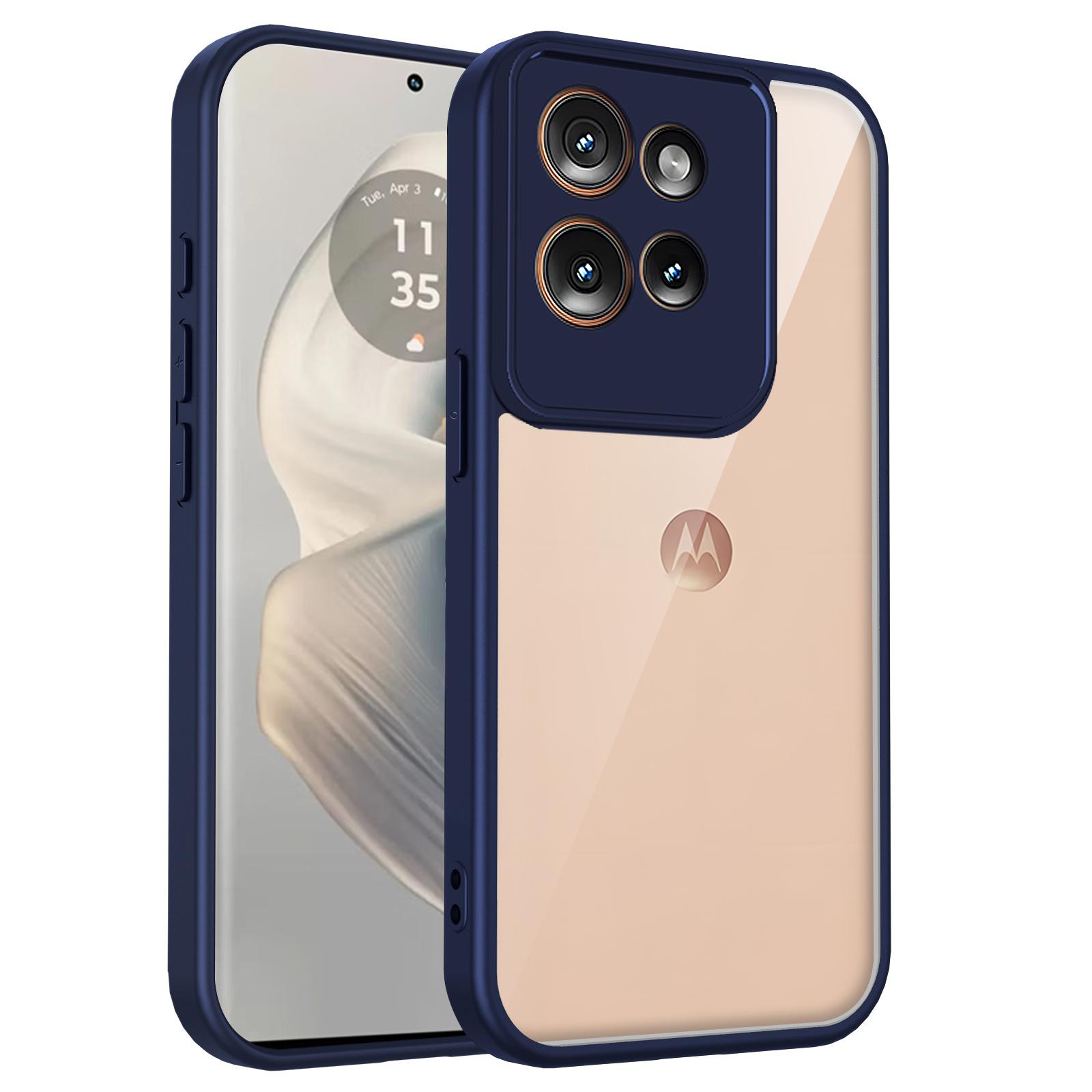 

Для Motorola Edge 50 Neo XT2409-1 Чехол Гальванизированный Бампер Ударопрочный Прозрачная Задняя Крышка Твердый Матовый Чехол для Телефона для Moto Edge 50 Neo 5G Pc + tpu&Motorola Edge 50 Neo синий