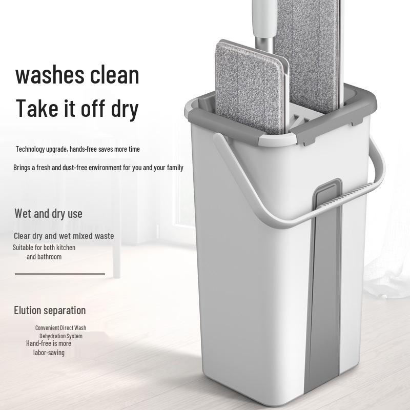 Lazy Man Hands-Free Wet & Dry Flat Mop with Integrated Wash & Scrape Bucket