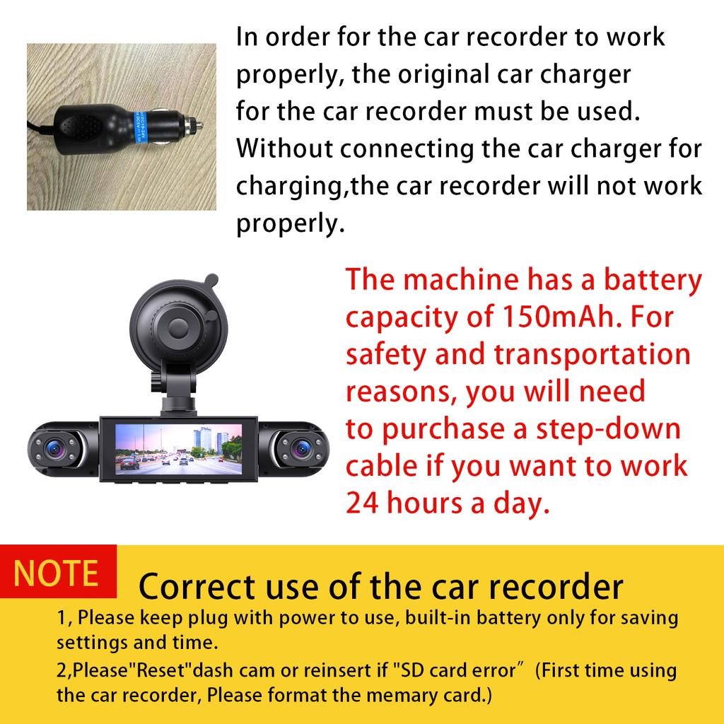 1080P HD dashcam with 360° all-around coverage, featuring four built-in cameras front and rear. Equipped with infrared night vis