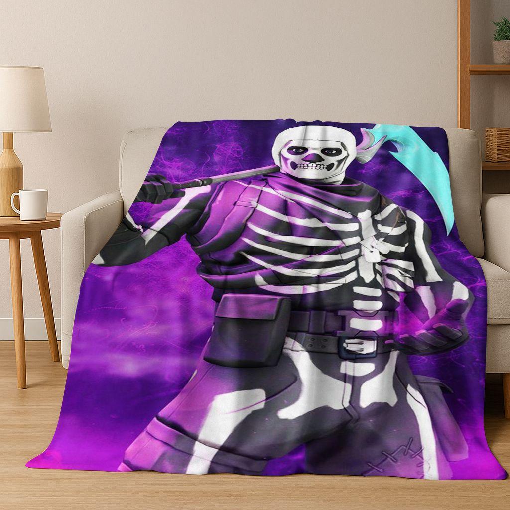 3D F-Fortnite Game Cartoon Flannel Blanket Soft Warm Throw Blanket for Bed Bedroom Room Living Room Travel Camping Kids Gift