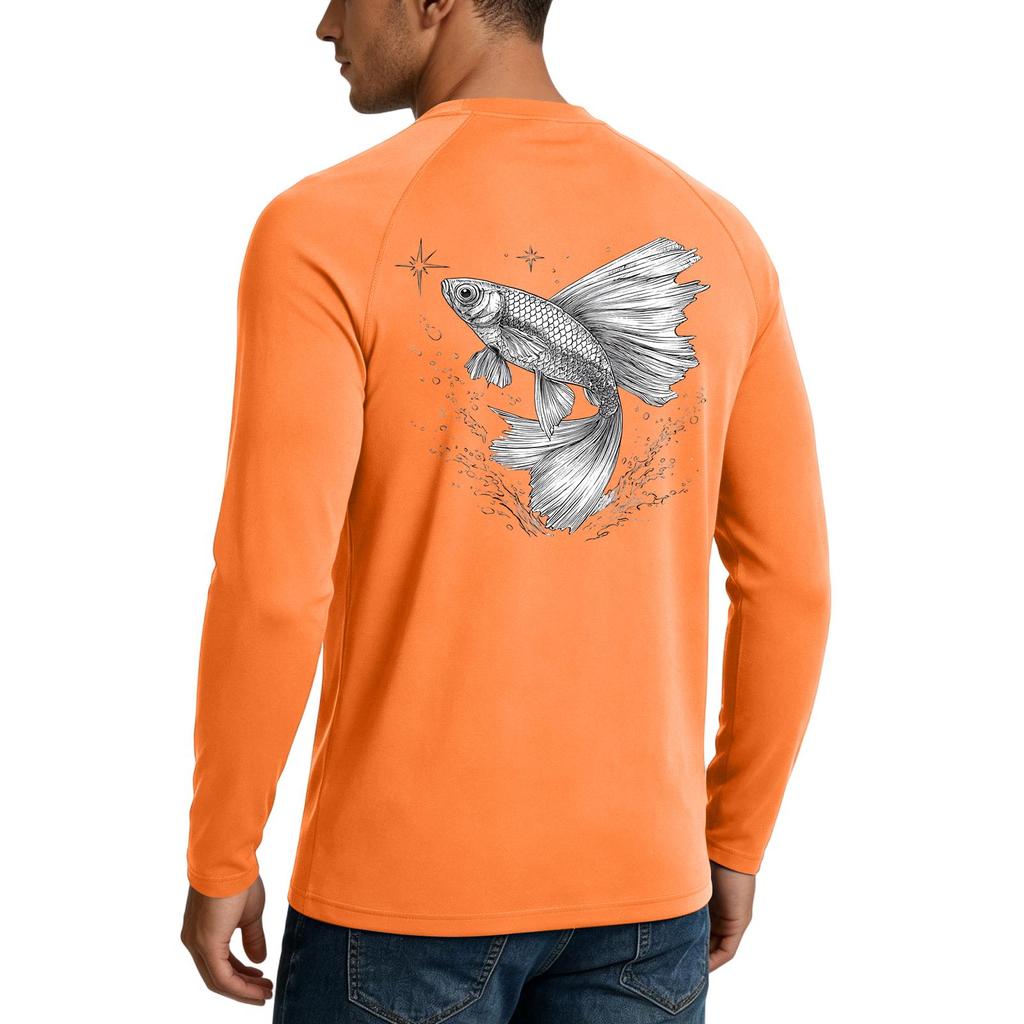 Men's UPF50+ Sun Protection Shirt Long Sleeve Lightweight Stretch Outdoor Fishing Sports Top Quick Dry Breathable Fabric