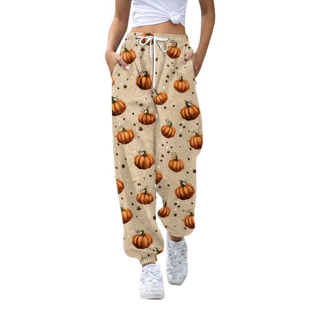 Women's Sports Pants With Pockets Fashion Print Elastic Waist Pants Casual Sweatpants Pants