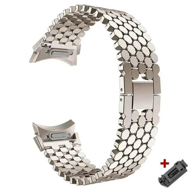 

Ремешок из нержавеющей стали без зазоров для часов Samsung Galaxy Watch 6 5pro 4 Classic 47 мм, 43 мм, 42 мм, 46 мм, 45 мм, 40, 44 мм, быстросъемный браслет со звездным светом, металлический ремешок для часов For Galaxy watch6 40