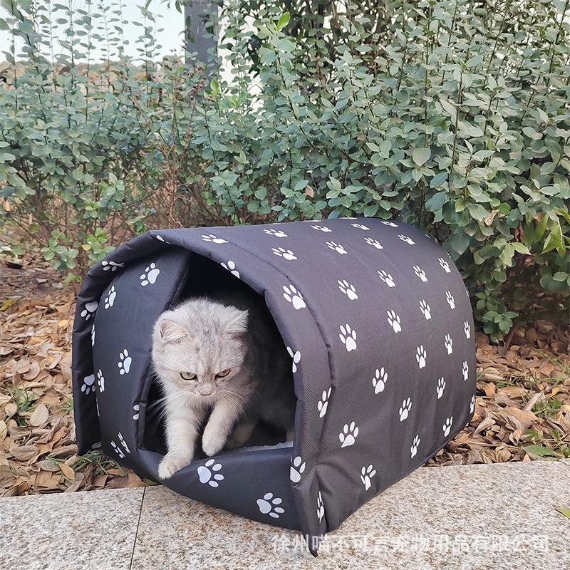 Outdoor Winter Warm Cat & Dog House: Oxford Cloth Shelter with Sun & Rain Protection