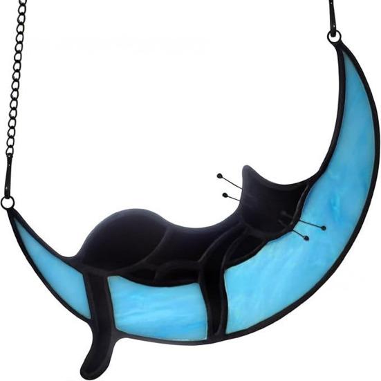 Cat Gift for Home Acrylic Hanging Pendant with Chain, Animal Ornament Window Decorative Wall Decor, Cute Lover Room Decoration Decor