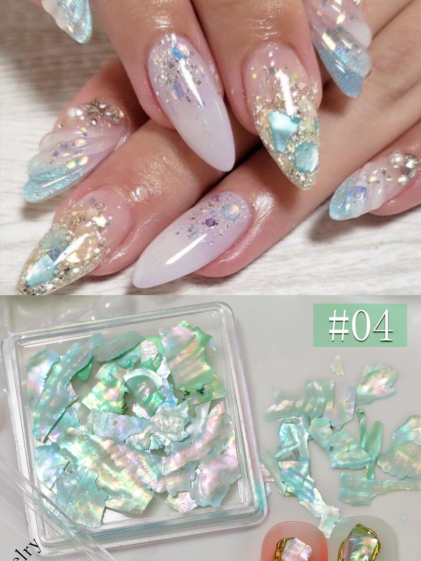 

Sparkling Aurora Seashell Slices 3D Holographic MagicColor Nail Decor Glitter lrregular shell sliceSequins For DIY Designs