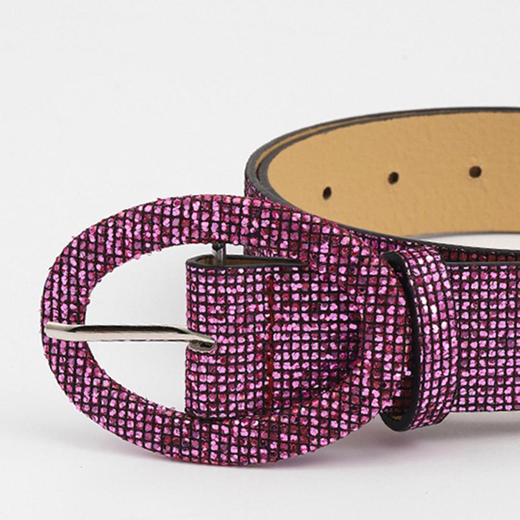 Bright Female Waist Belt Waist Chain Luxury Sweet Waist Belt Fashion Belts Full Sequins Adjustable Oval Buckle Belt