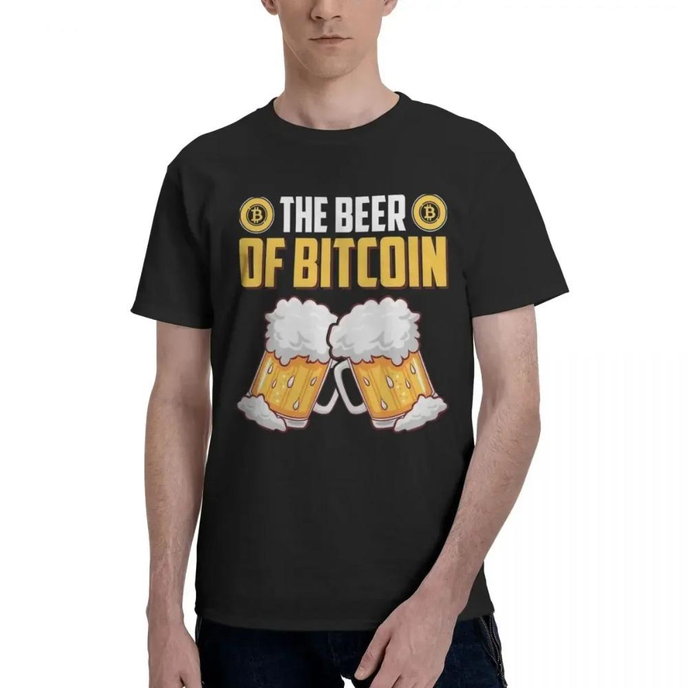 

Чудові Футболки The Beer Of Bitcoin Чоловічі Футболки з Круглим Вирізом Криптовалюта BTC Крипто Футболка з Коротким Рукавом Одяг XXXXXL чорний