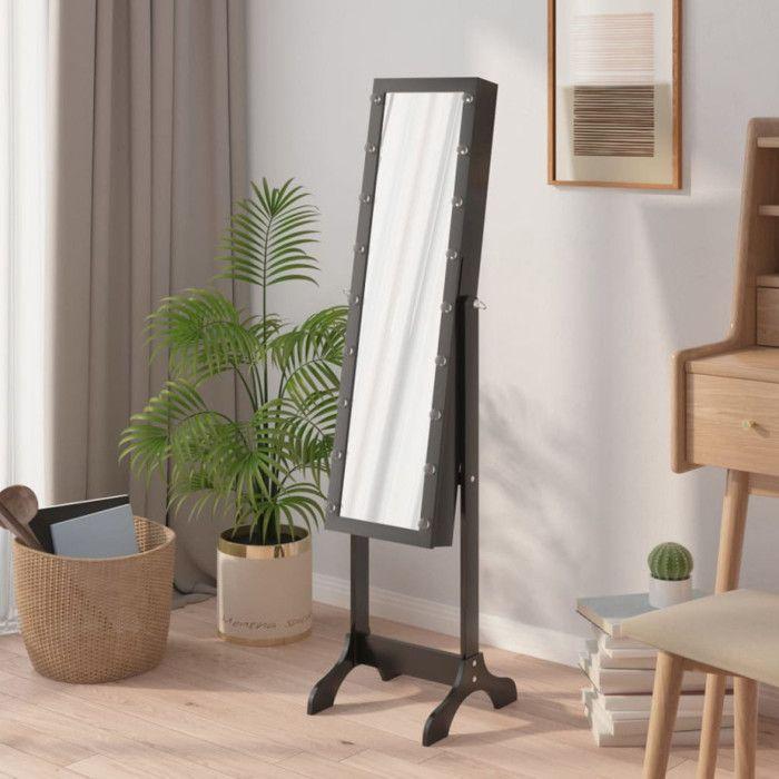 VidaXL White Standing Mirror with Black LED 34x37x146 Cm 351767