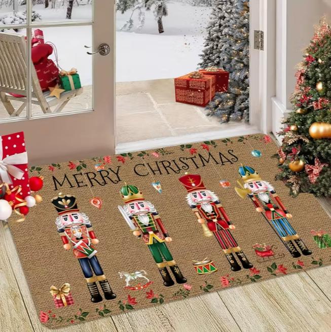 A Christmas Doormat Themed Decorative Gift with A Christmas Puppet Pattern Suitable for Use As A  At Living Room Bedroom Mats