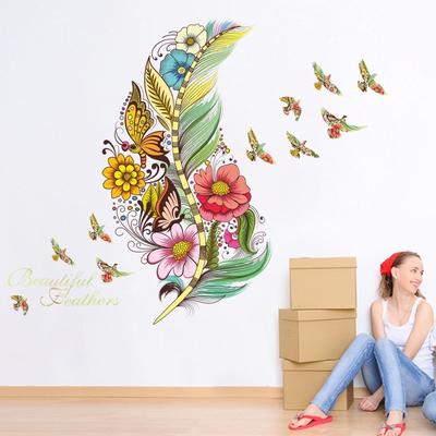 Duvar sticker tüy kelebek giriş PVC dekor DIY duvar kağıdı