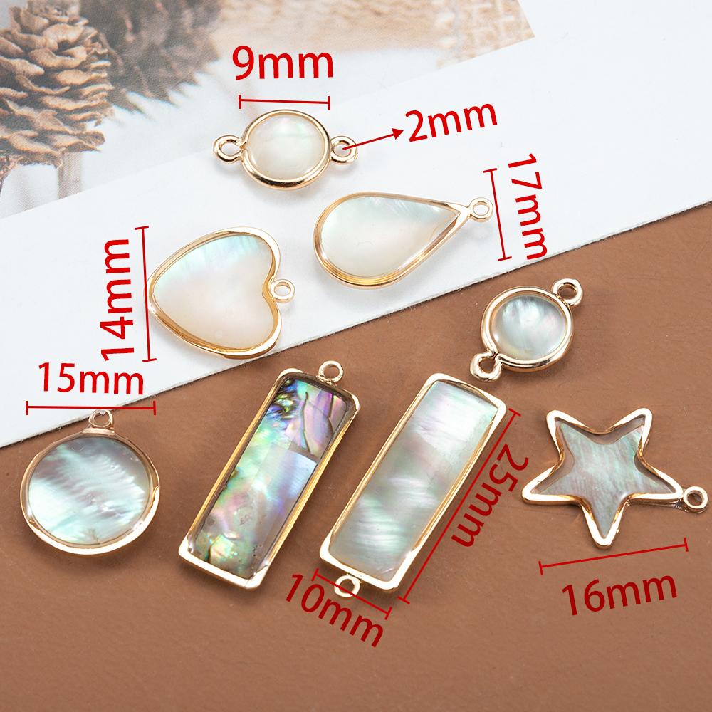 10pcs 5pcs Shell Pendant Heart Star Copper Charms Pendants for DIY Earrings Bracelet Necklace Jewelry Making DIY Components