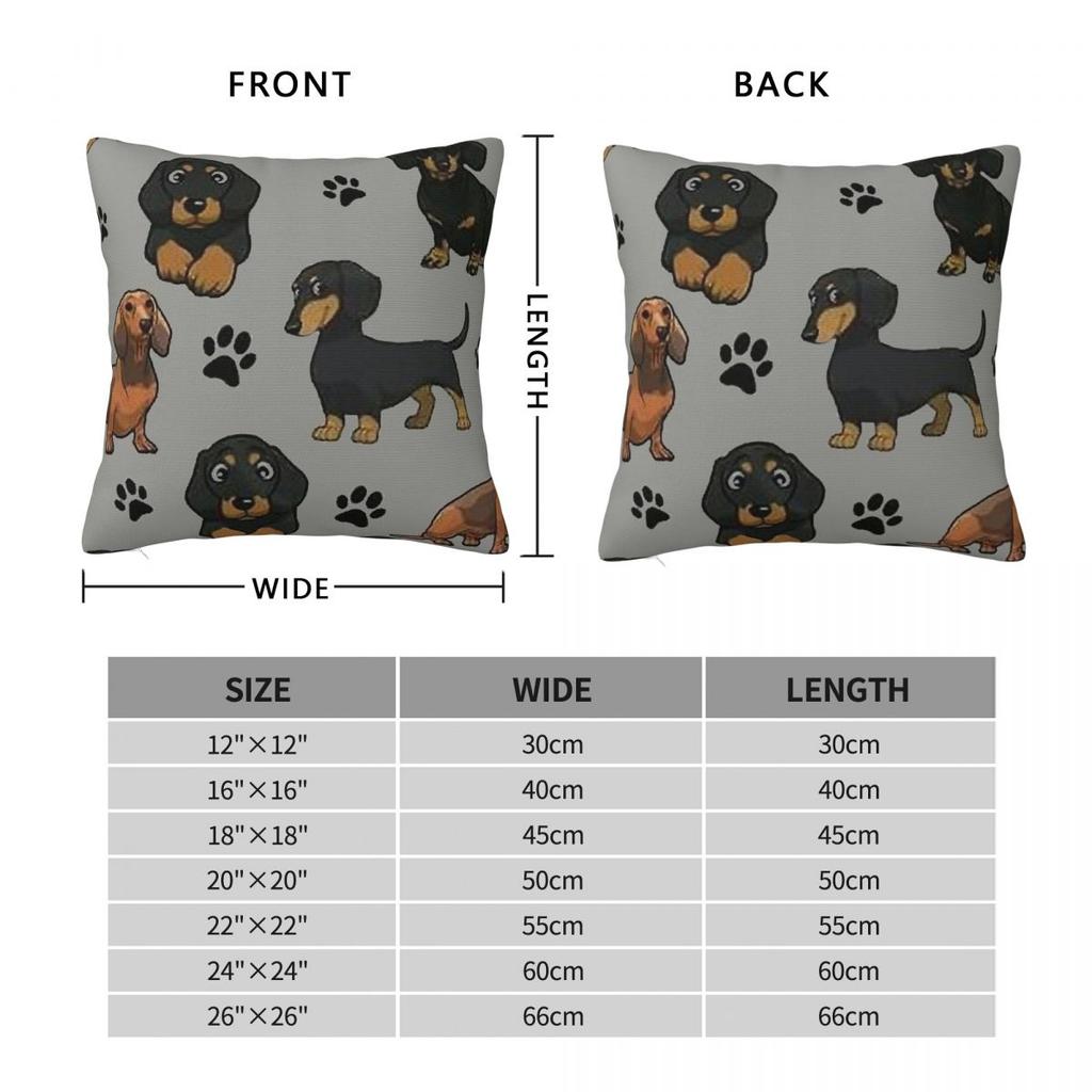 Dachshund Dog Cartoon Pillowcase Polyester Cushion Cover Gift Wiener Sausage Throw Pillow Case Cover Home Square 18'
