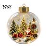 Romantic Christmas Atmosphere Lights Glowing Story Ornament, Mini Holiday Scene In Clear Ball with Lighted Ornaments LED Light, Acrylic Hanging