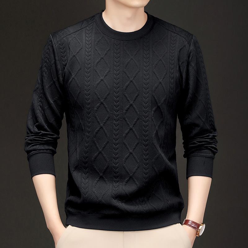 

Spring and Autumn Men s Sweater Premium Sense Long Sleeve Jacquard Bottom Shirt M