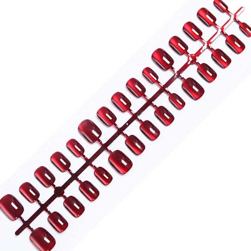 

Wine Reds Fake Nail Christmas Winter Cats Eye Press On Nail Almond/Short Square/Coffin False Nail Glues On Nail Gifts