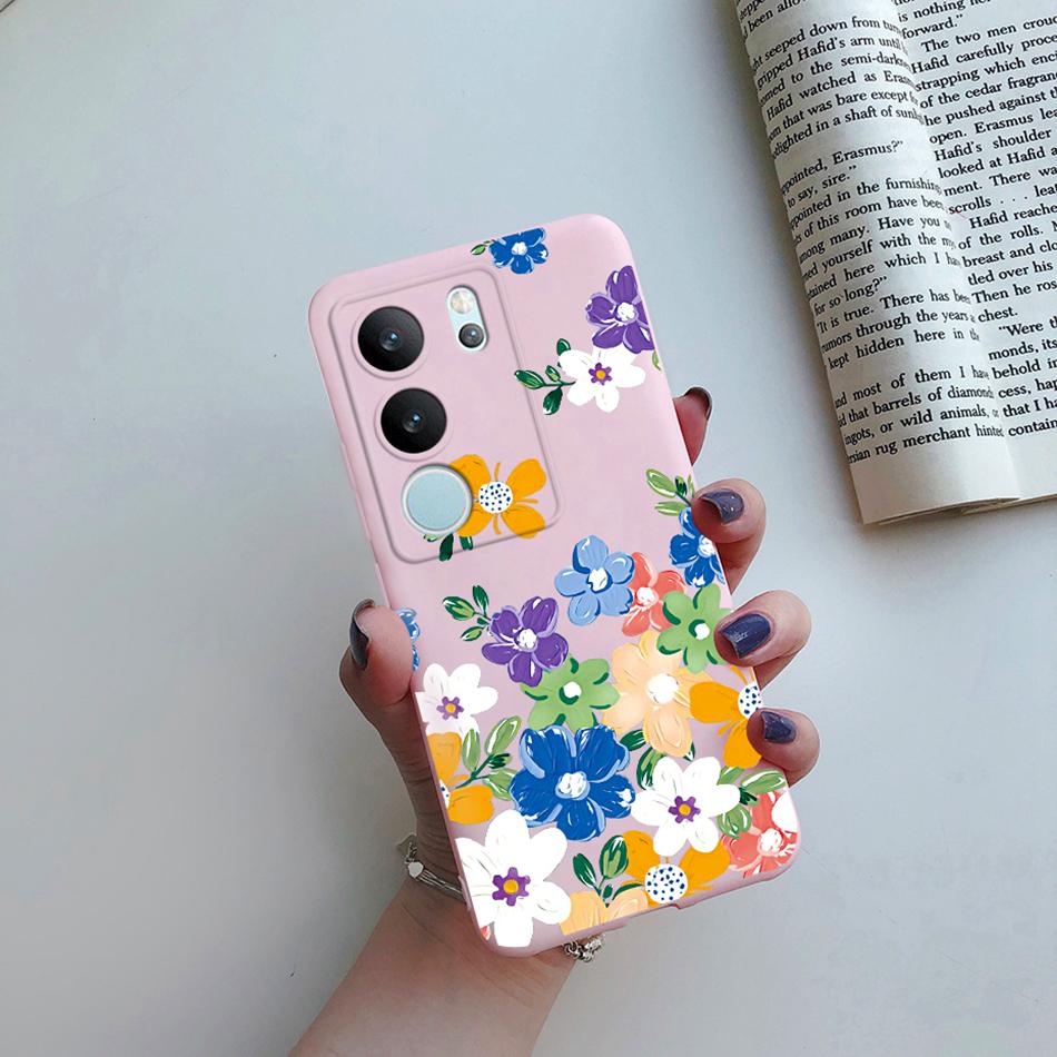 For Vivo V29 5G Global Version Phone Case Couple Cute Cartoon Flower Back Shell Etui For Vivo V29 V 29 V2250 Soft Silicone Cover