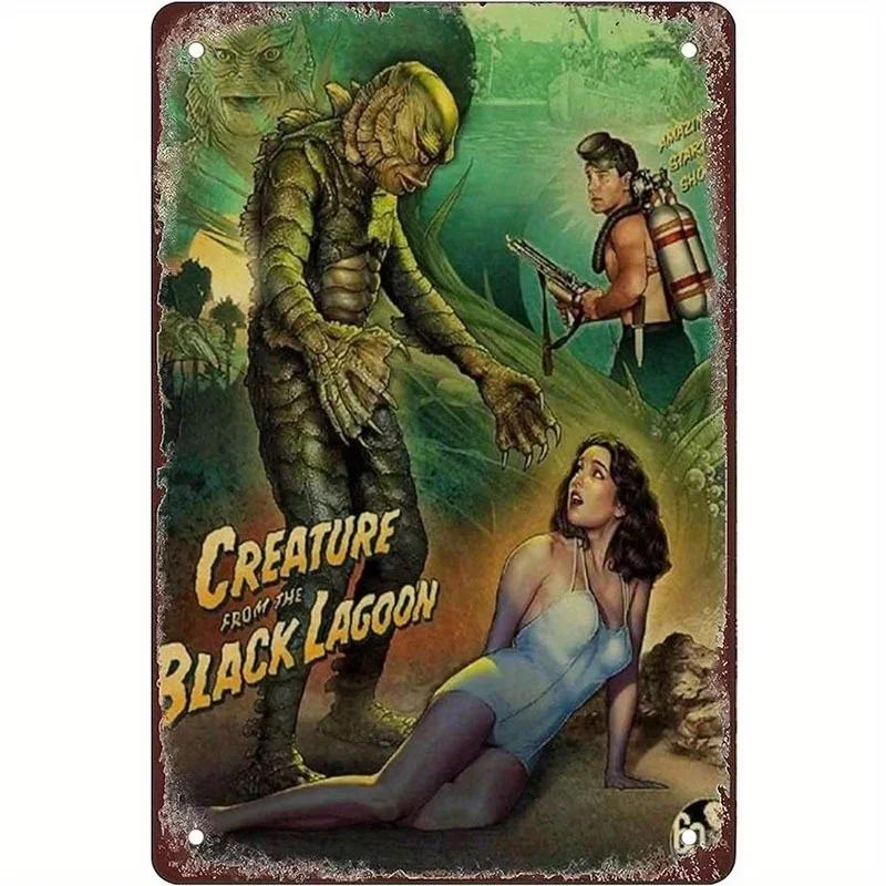 Halloween Horror Movie Metal Sign - Shabby Tin Wall Art, Man Cave Theater Home Decor