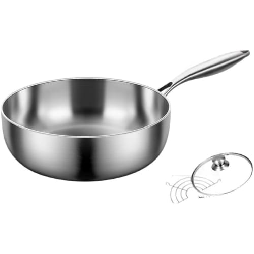 Momgla 316 Stainless Steel Multi-Purpose Frying Pan, Deep Stir-Fry Pan, Stew Pot, Saucepan with Lid, Large Capacity, Durable, Non-Stick, Easy To Clean