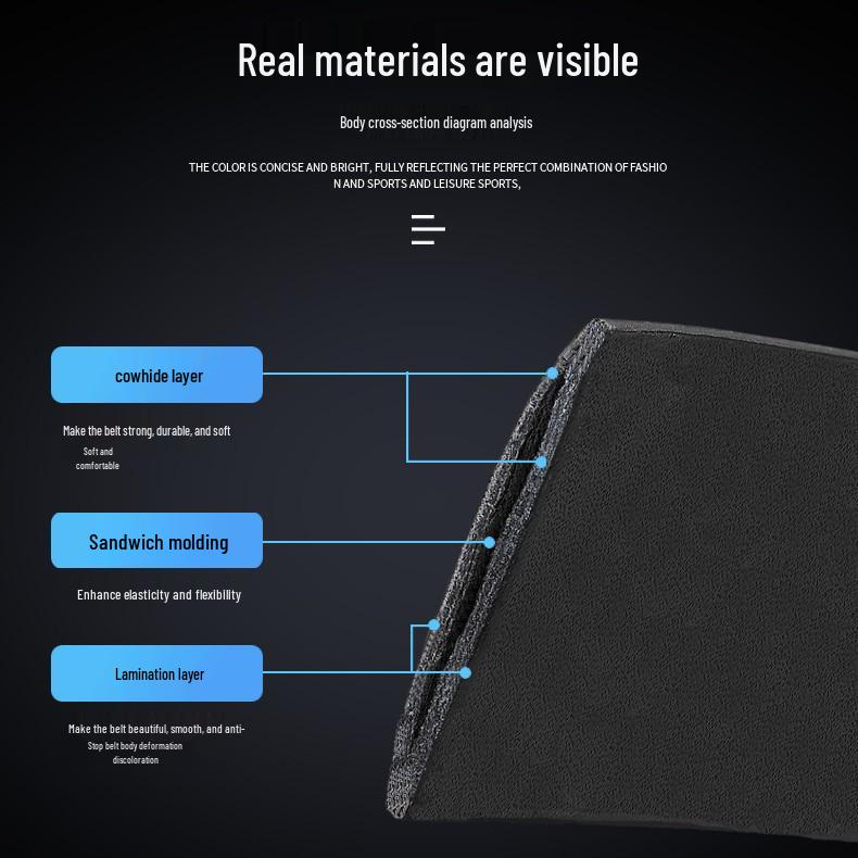 Men's Leather Belt - Casual Business Style with Smooth Alloy Automatic Buckle