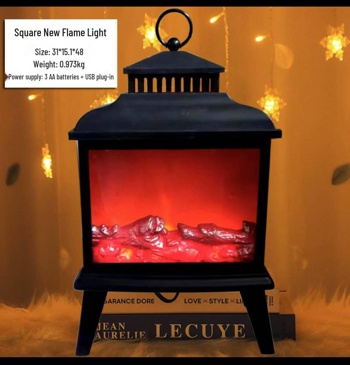 

Ретро светодиодный световой короб с пламенем: Переносной каминный светильник для создания атмосферы Хэллоуина и украшения комнаты