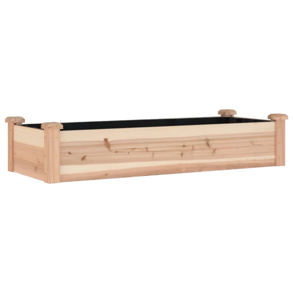 Raised Garden Bed with Liner 120 X 45 X 25 Cm Solid Pine Wood