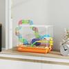 Hamster Cage, 2-Level, Tunnel, Water Bottle, Wheel, House, Ladders, 46 x 30 x 37 cm, Orange