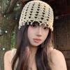 Fashion Hollowed Out Knitted Hat Pearl Fringed Breathable Beret Cap Round Beads Woven Hat For Women