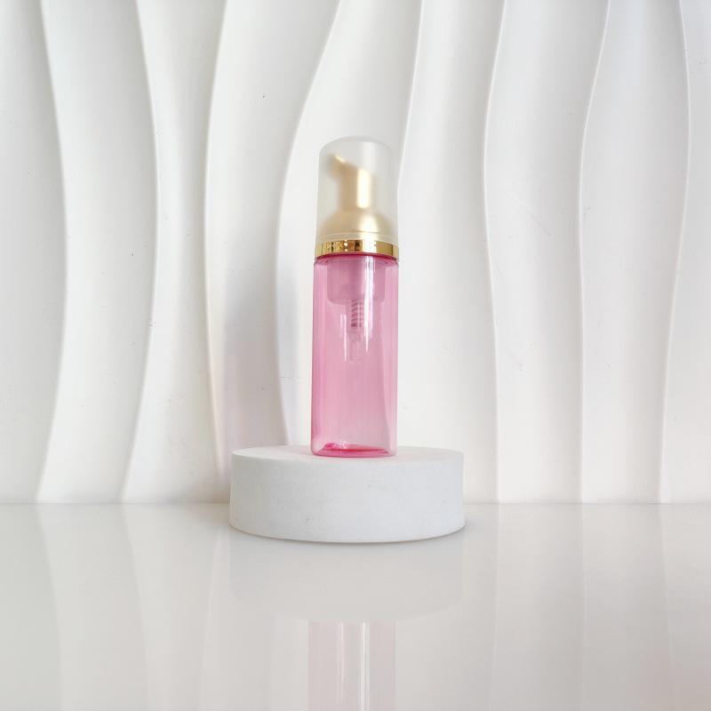 60ml Red Translucent Mousse Dispenser: Cosmetic Brush Foam Bottle for Face Wash and Travel Use