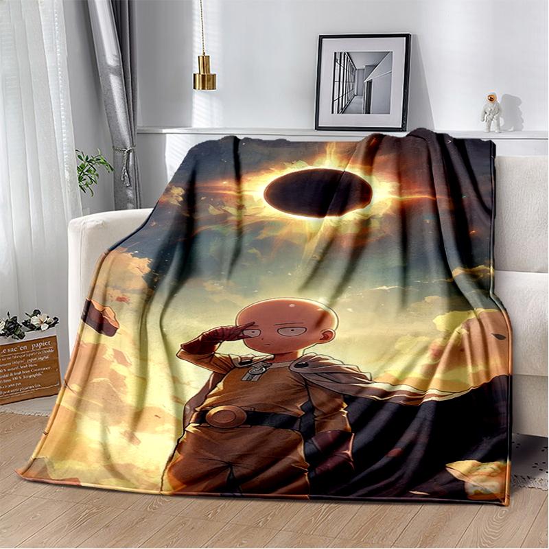 3D One Punch Man Saitama Cartoon Anime Soft Blanket,Soft Throw Blanket for Home Bedroom Bed Sofa Travel Cover Child Gift