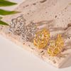 Exquisite Fashion Micro-inlay Zircon Geometric Hollowed-out Chain Hoop Earrings for Women Stainless Steel Daily Wear Jewelry