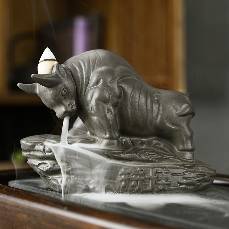 Керамический водопад с обратным потоком дыма, ручная курильница, держатель для курильницы, домашний декор серый