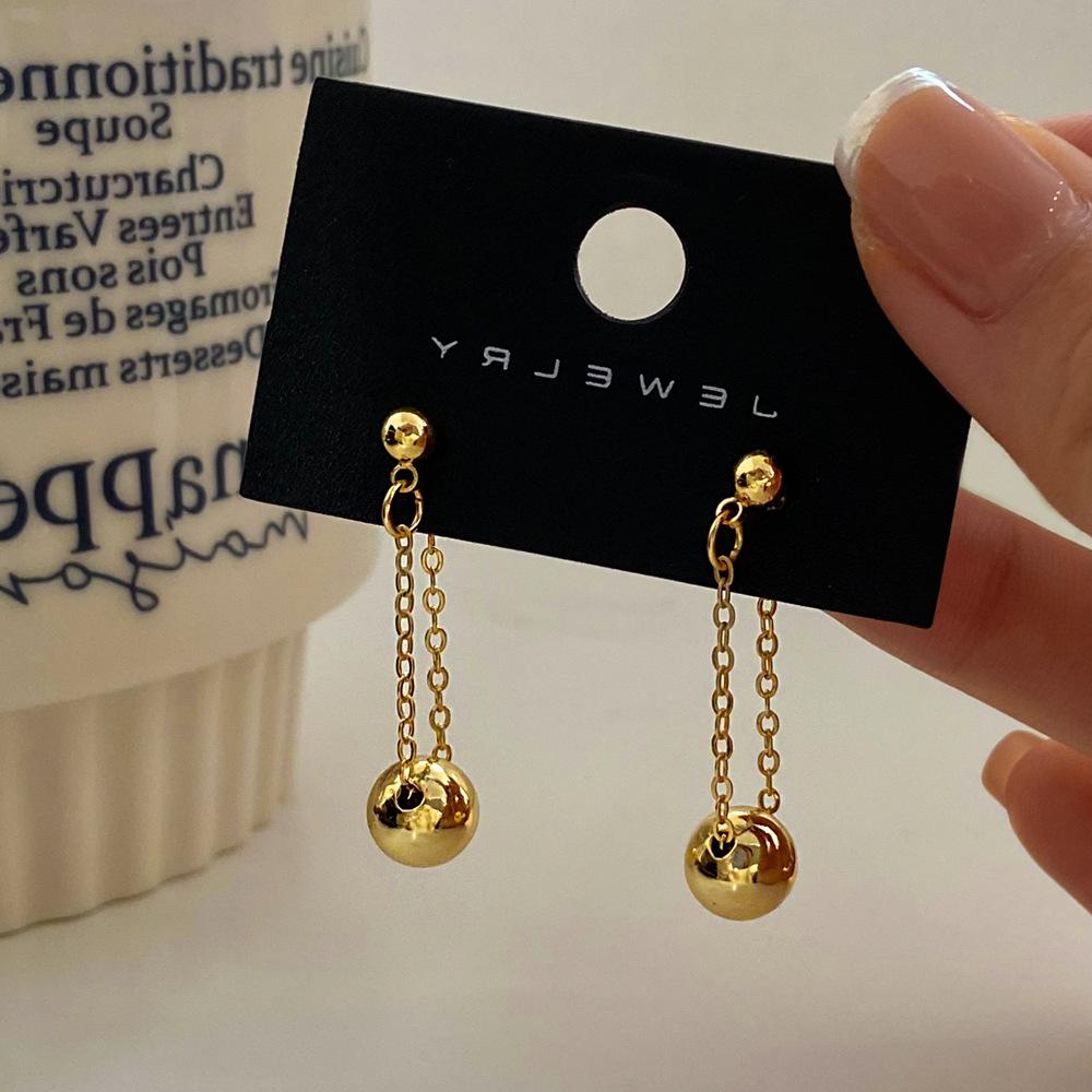 

Металлические серьги-кисточки с круглыми шариками - Европейская и американская мода, корейский стиль, висячие украшения для женщин