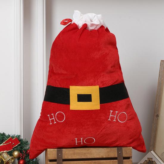 Big Velvet Santa Bag Soft Drawstring Christmas Gift Bag Extra Large Red Christmas Cloth Sack for Holiday Packaging Party Supplies