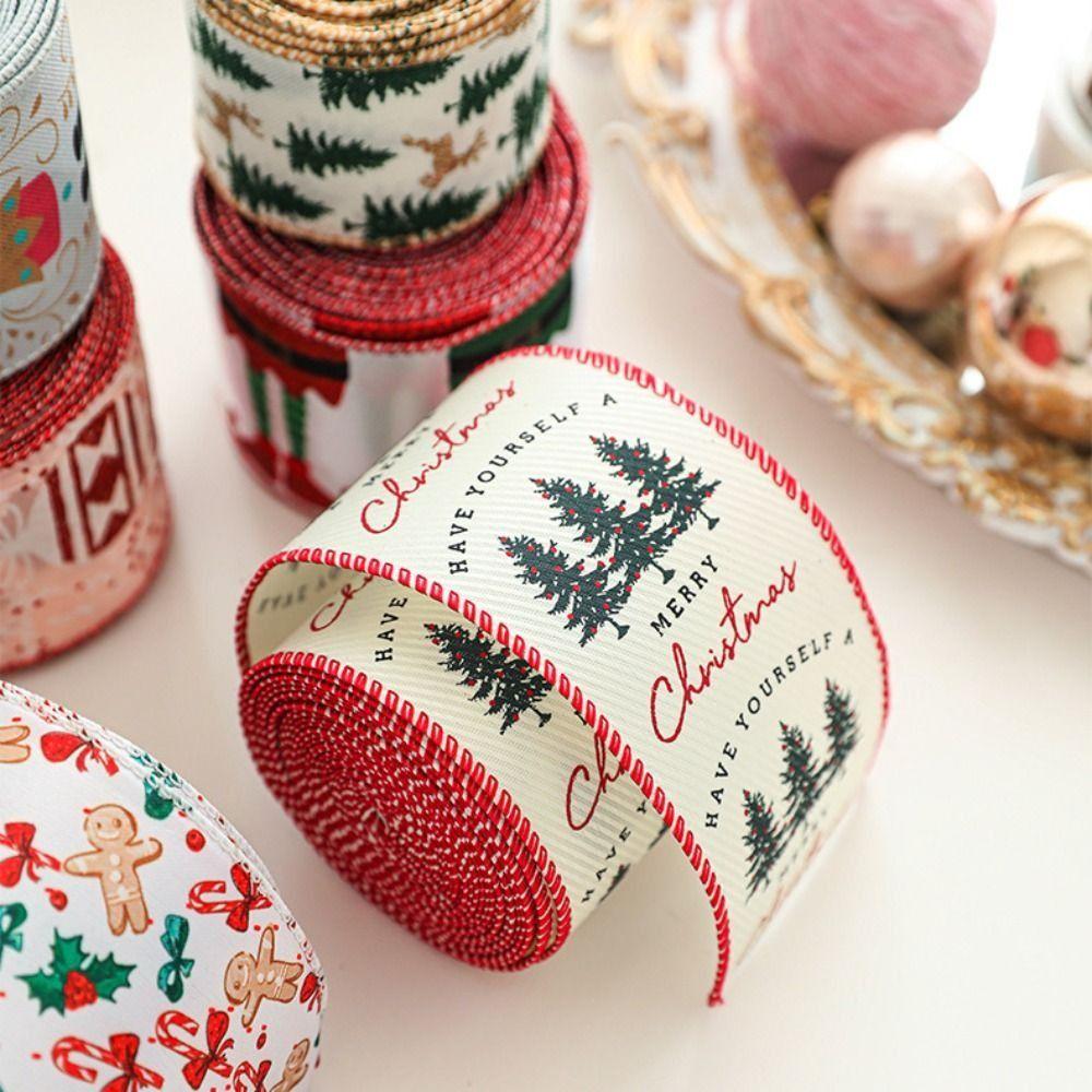Lmitation Linen Christmas Tree Ribbon Xmas Gift Fabric Swirl Ribbon New Christmas Ribbon