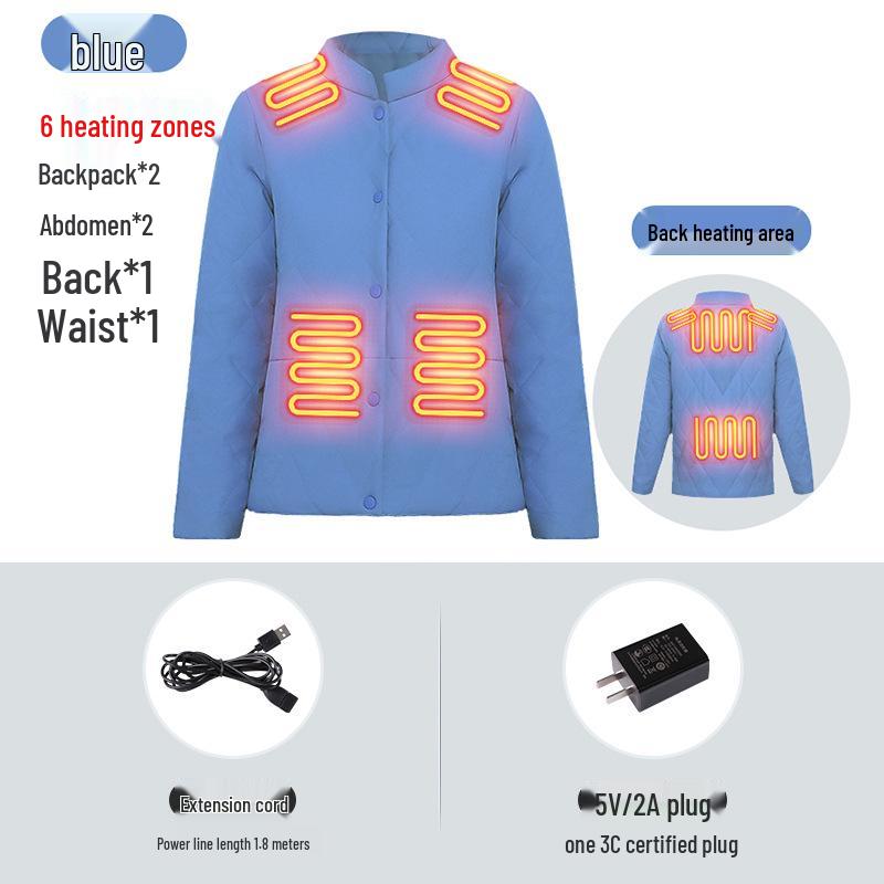 Intelligente beheizbare Damenjacke - Temperaturregelung, USB-Aufladung, Baumwollmantel für den Winter