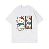 Kawaii Hello Kitty Mirror Oversized Tshirt 2026 Summer Unisexs And Unisexs Y2k Streetwear Harajuku Casual Short Sleeve Tops
