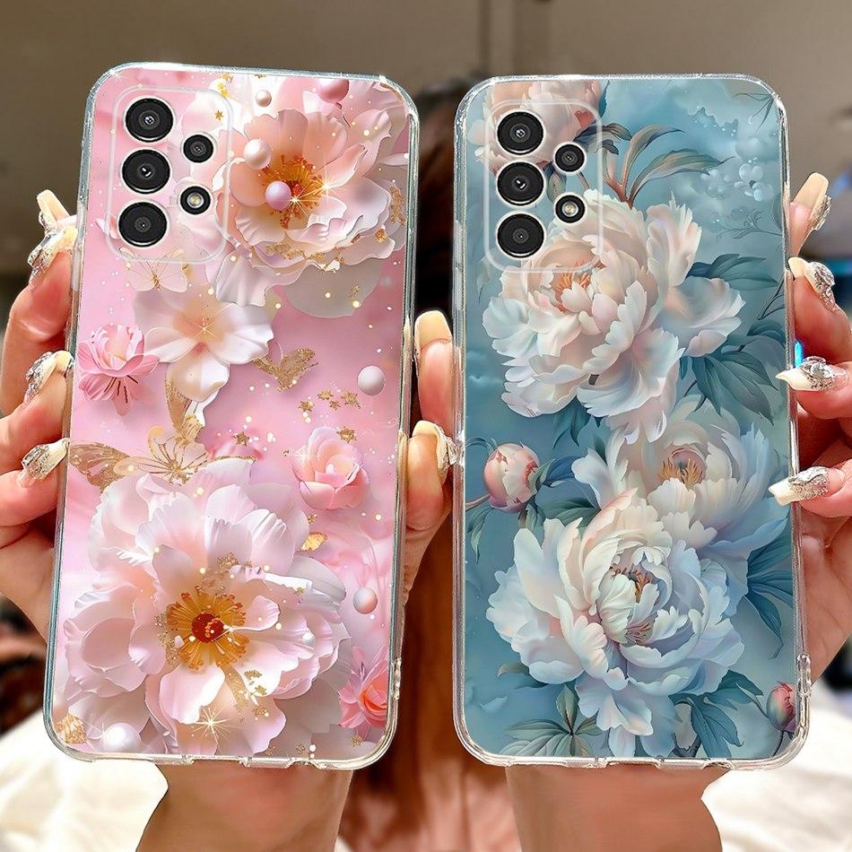 For Samsung Galaxy A13 SM-A135F Elegant Floral Butterfly Phone Case For Samsung A13 4G Soft Silicone TPU Cases