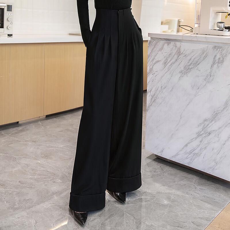 

Women s 2025 Fall High-Waist Wide-Leg Casual Pants M