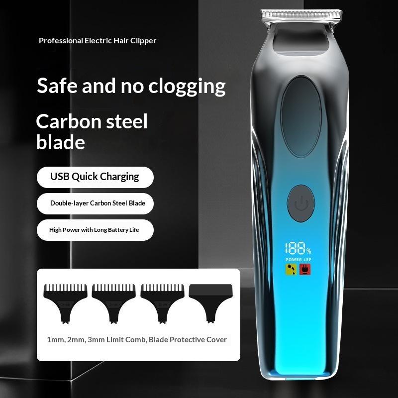 Hair Cutting Set With Digital Display Men'S Electric Push Hair Salon Household Carving Oil Head Use
