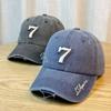 Washed and Distressed Soft Top Baseball Cap for Men and Women Versatile Korean Style Trendy Brand American Street Embroidered Letter Cap