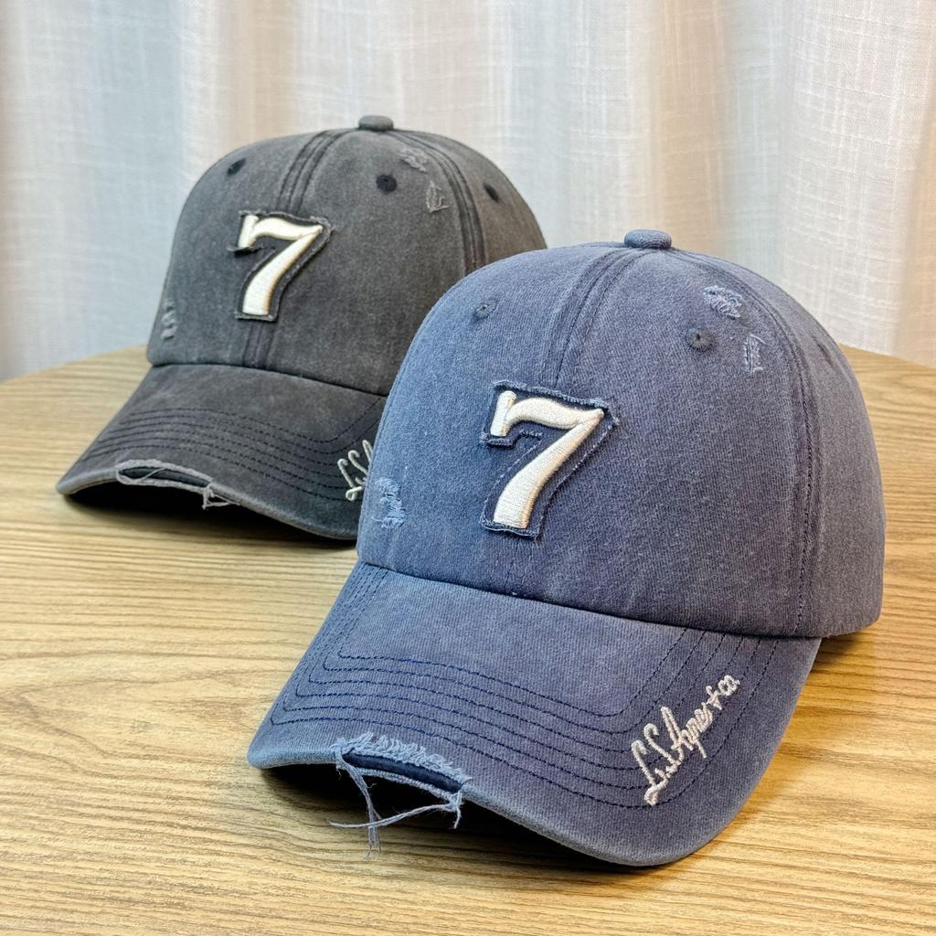 Washed and Distressed Soft Top Baseball Cap for Men and Women Versatile Korean Style Trendy Brand American Street Embroidered Letter Cap