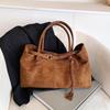 Autumn Winter Women's Suede Underarm Tote Bag Large Capacity Commuter Shopper Shoulder Bag 2026 New Trendy Soft Leather Handbags