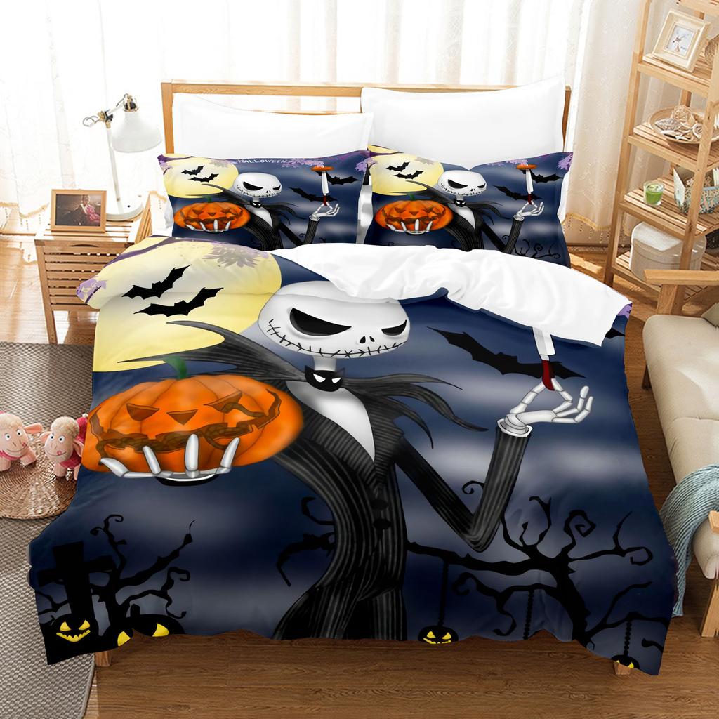 Animation Cartoon Digital Printing Bedding Christmas Eve Fright Polyester Cotton Microfiber Duvet Set Three-Piece Set