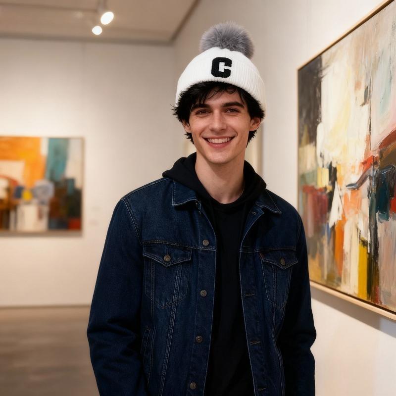 1pc Women's Winter Pompom Beanie Hat,Warm and Cozy Knit Hat Fleece Lining Skull Caps for Women,suitable for Outdoor Activities