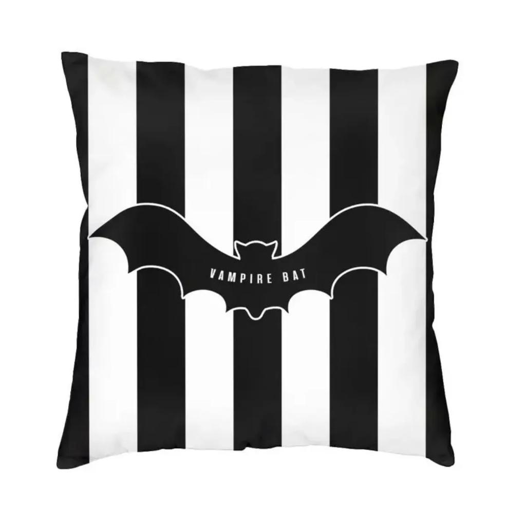 Pastel Goth Pink Black Bats Nordic Throw Pillow Cover Home Decorative Halloween Witch Chair Cushion 45x45cm Pillowcases