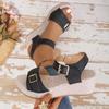 Women Plus Size Platform Sandals Summer New Buckle Strap Fish Mouth Wedge Heel Casual Sandals