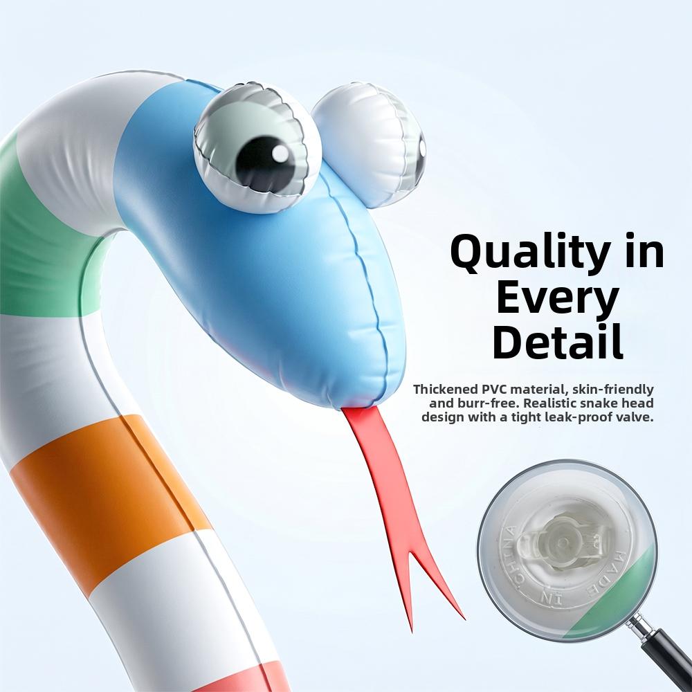 Inflatable Snake Pool Noodle PVC Blow Up Wavy Floating Stick Adult Kids Swimming Training Float Water Beach Game Toy