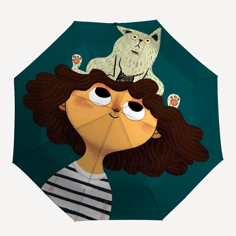 

1pc Cat Hair Umbrella That Opens Closes Automatically Perfect Gift with a Convenient Folding Mechanism 92