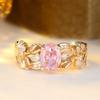 Cute Female White Pink Zircon Stone Ring Vintage Gold Color Wedding Jewelry For Women